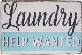 Laundry Help Wanted Vintage Farmhouse Laundry Room Sign Country Wall Decor Wash  - £9.99 GBP