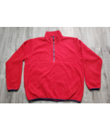 LL Bean OUTDOOR Men&#39;s 1/4 Pile Fleece Cherry Red LARGE Pull Over Lightwe... - $16.32