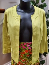 Sunny Leigh Women Yellow &amp; Green Cotton Open Front Jacket &amp; Skirt 2 Pc&#39;s... - $45.00