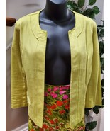 Sunny Leigh Women Yellow &amp; Green Cotton Open Front Jacket &amp; Skirt 2 Pc&#39;s... - $45.00