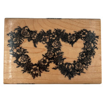 Valentine Double Floral Heart Rubber Stamp Artistic Exchange AS185 Vintage 1995 - £7.75 GBP