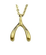 16 Inch Gold Plated Stainless Steel Wish Bone Pendant Necklace TK316 - £9.81 GBP
