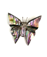 Vintage Abalone Sterling Silver Butterfly Brooch Pin 925 Mexico - £21.33 GBP