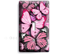 Pink butterflies theme single decorative light switch wall plate cover a... - $18.99