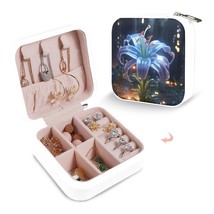 Leather Travel Jewelry Storage Box - Portable Jewelry Organizer - Blue Orchid - £12.32 GBP