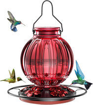 Glass Hummingbird Feeder for Outdoors Hanging, 26Oz Bird Nectar Feeder with Perc - £24.07 GBP