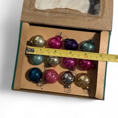 12 Shiny Brite Box Vintage Christmas Ornaments Small Solid Assorted Colors Item image 12
