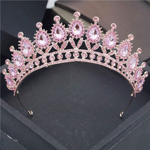 Baroque Royal Queen Crown Headbands Red Pink Yellow Crystal Tiaras Pageant Party - £20.97 GBP