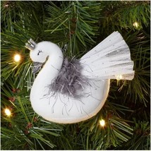 Nwt Wondershop 2023 Glittering White Swan With Silver Crown Xmas Tree Ornament - £10.22 GBP