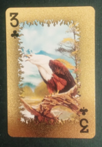 Animal-Themed Golden Foil PVC Mini Playing Card Eagle 3 Clubs - $1.84