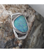 Australian Solid Lightning Ridge Natural Opal Sterling Silver Ring - $272.99