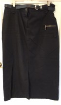 Jones Wear Sport Midi Length Pencil Skirt 16 100% Cotton Belted Navy Blue VGPC - £15.57 GBP