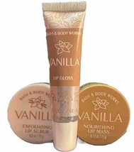 3 Pc Set Vanilla Treats Bath & Body Works - Lip Routine Lip Scrub + Mask + Gloss - $19.70