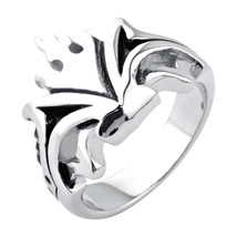 INOX Mens Stainless Steel ring with a flame crown design - £19.57 GBP