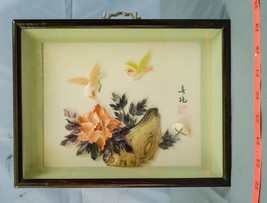 Vintage Shadowbox Birds In Flowering Tree Japan dq - £61.53 GBP