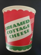 Vintage 32 Oz Creamed Cottage Cheese Farm Scene Cow &amp; Maid Containers Old Stock - £10.21 GBP