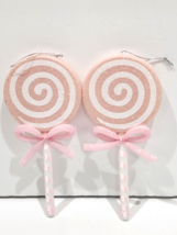 x2 Christmas Pink Pastel Gingerbread Lollipop Candy Tree Ornament Decor 8&quot; - £15.12 GBP