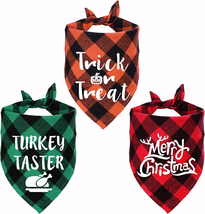 Holiday Plaid Dog Bandanas, Halloween Thanksgiving Day Christmas Trick or Treat - £9.82 GBP