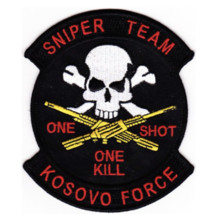 4.5&quot; Army Sniper Team Kosovo Force One Shot One Kill Embroidered Patch - £22.84 GBP
