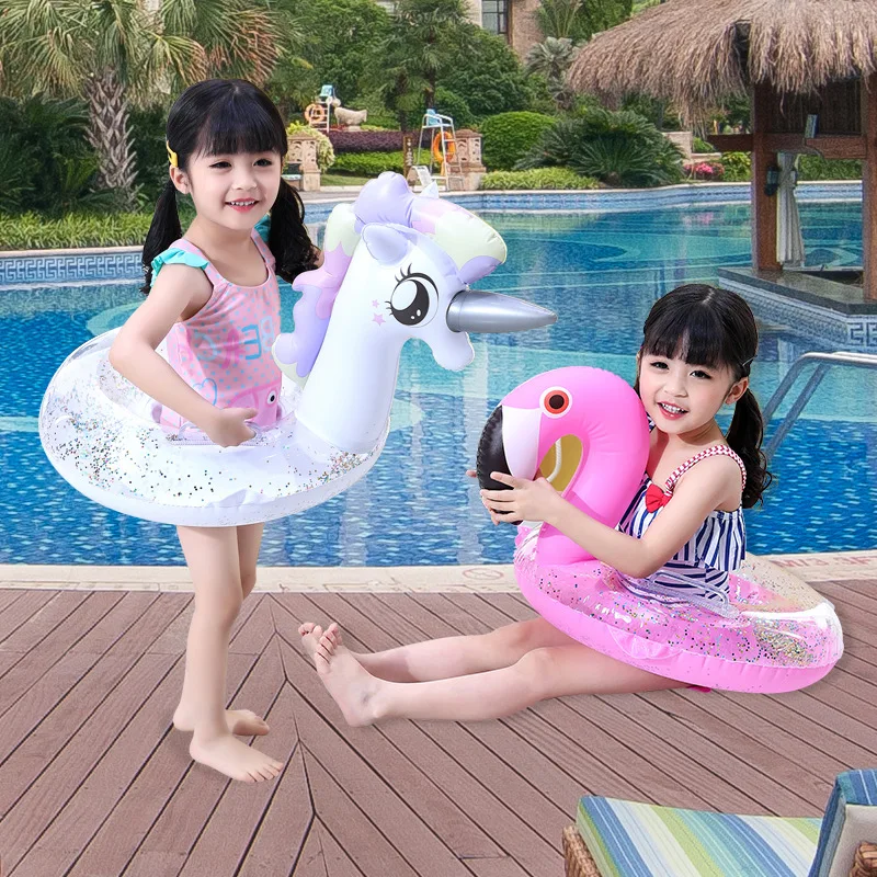 Sequins Float Swimming Circle Unicorn Flamingo Inflatable Pool Float Swimming - £15.77 GBP