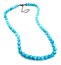 Blue 8mm Glass Bead Necklace - $15.84