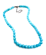 Blue 8mm Glass Bead Necklace - $21.73 CAD