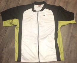 Nike Large Zip Up Warm Up Jersey Shirt Basketball Black And Green - $28.04