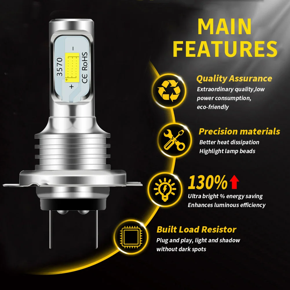 LED Bulb H7 LED Headlight Kit 80W 10000LM Hi Or Lo Beam Bulbs 6000K White IP 6 - £13.78 GBP