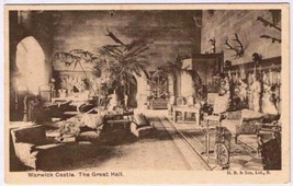 United Kingdom UK Postcard Warwick Castle The Great Hall H B &amp; Son - £3.12 GBP