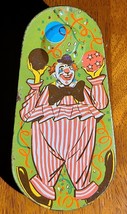 Vtg Us Metal Toy Tin Litho Americana Party Noise Maker Juggling Clown 1 - £8.59 GBP