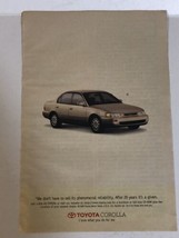 1996 Toyota Corolla Print Ad Advertisement pa7 - $5.93