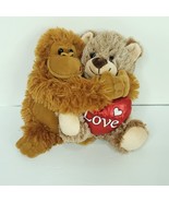 Lot of 2 Hugging Monkey Bear Best Friends Valentine Plush Stuffed Animal... - $22.76
