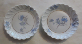 2 Haviland Limoges Bergere 4 3/8&quot; Berry Olive Bowl Blue Flowers - £14.54 GBP