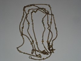 Necklace Gold Tone Chain Faux Pearl Costume Jewelry Vintage 1950&#39;s 1960&#39;s 58&quot; - $29.99