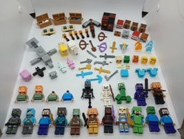 Lot of 15 LEGO Minecraft Minifigures 9 Animal Figures Accessories &amp; Other Pieces - £40.51 GBP