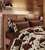 Chocolate Rodeo! Sheet Set Full Size Western Bedding 6 Pc Lodge Microfiber Brown - £30.85 GBP