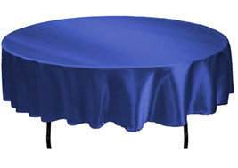 Tektrum 70 inch Round Silky Satin Tablecloth - Wedding Party Banquet (Blue) - £14.85 GBP