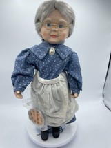 Rare Grandma &quot;The Good Old Days&quot; 16&quot; Porcelain Doll with Pie &amp; Doll Stand - £30.26 GBP