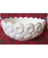 Vintage Kemple Moon &amp; Star Variant Milk Glass Bowl with Scalloped Rim - £22.02 GBP