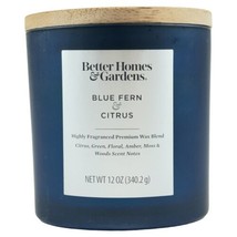 Better Homes &amp; Gardens 12oz Blue Fern &amp; Citrus Scent, 2-Wick Candle, Woo... - £15.00 GBP