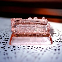 Vtg Pink Glass 5&quot; L Union Pacific RR Locomotive Train Engine Figurine w/ Stand - £18.31 GBP