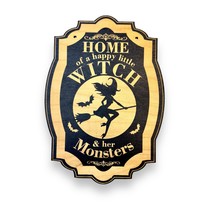 Sign - CUSTOM - Home of a Happy Little Witch - Halloween Door Sign (BLACK 11X15  - £14.94 GBP+