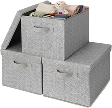 Granny Says Fabric Boxes With Lids, Storage Bins With Handles,, Pack, Jumbo - £34.75 GBP