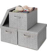 Granny Says Fabric Boxes With Lids, Storage Bins With Handles,, Pack, Jumbo - £34.75 GBP