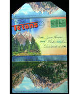vntg color litho linen POST CARD accordion-fold THE TETONS posted 1943 C... - £4.08 GBP