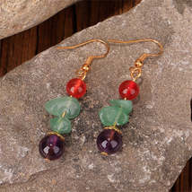 Purple Quartz &amp; 18K Gold-Plated Beads Drop Earrings - £10.46 GBP