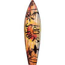 Surfs Up With Surfer Metal Novelty Surfboard Sign SB-154 - £20.05 GBP