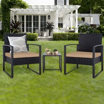 Outdoor 3-Piece Black Rattan Wicker Patio Sectional Sofa Set - $2,477.97 MXN