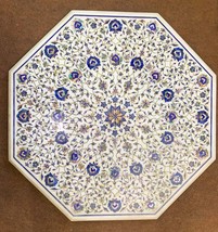 26 Inch Marble octogonal Table Top Stone Floral Inlay Art Garden And Hom... - £2,035.30 GBP