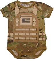 Future Soldier Flak Jacket Bodysuit - Multicam Camo Short Sleeve Baby Outfit - £23.46 GBP